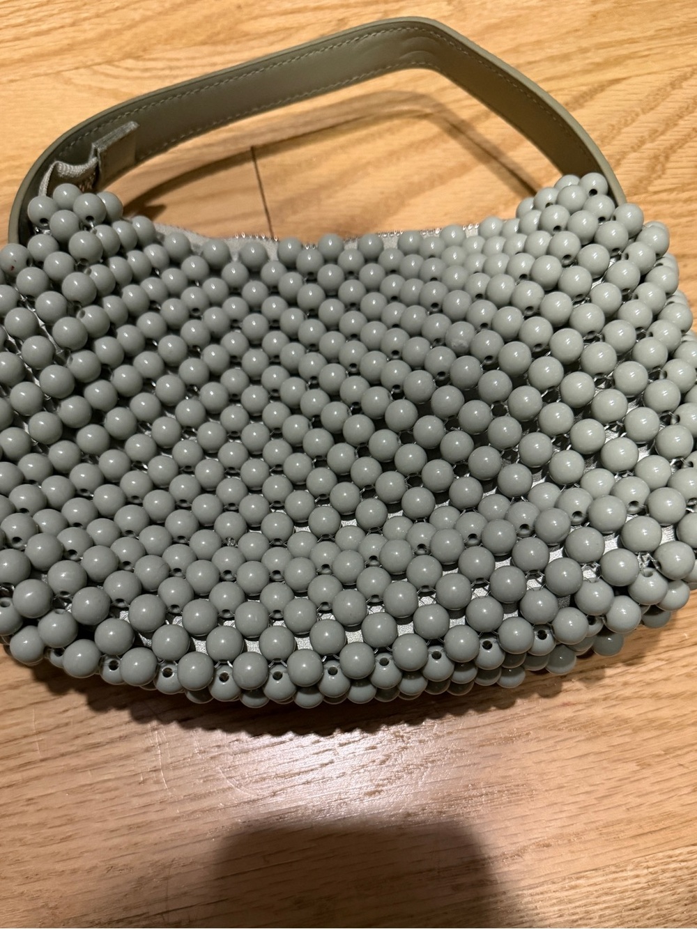 Zara Beaded Mini Shoulder Bag in Light Gray
